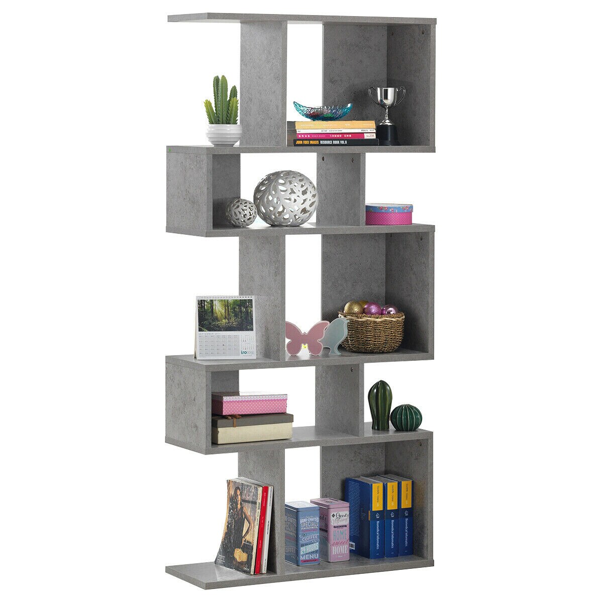 Costway 5 Cubes Ladder Shelf Freestanding Corner Bookshelf Display Rack Bookcase