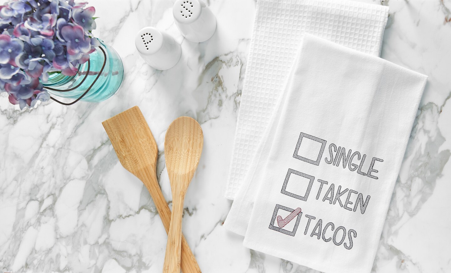 Single, Taken, Tacos Flour Sack Cotton Kitchen Towel