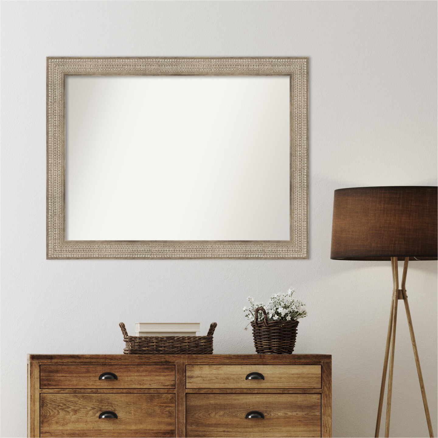 Trellis Silver Non-Beveled Custom Framed Bathroom Vanity Wall Mirror