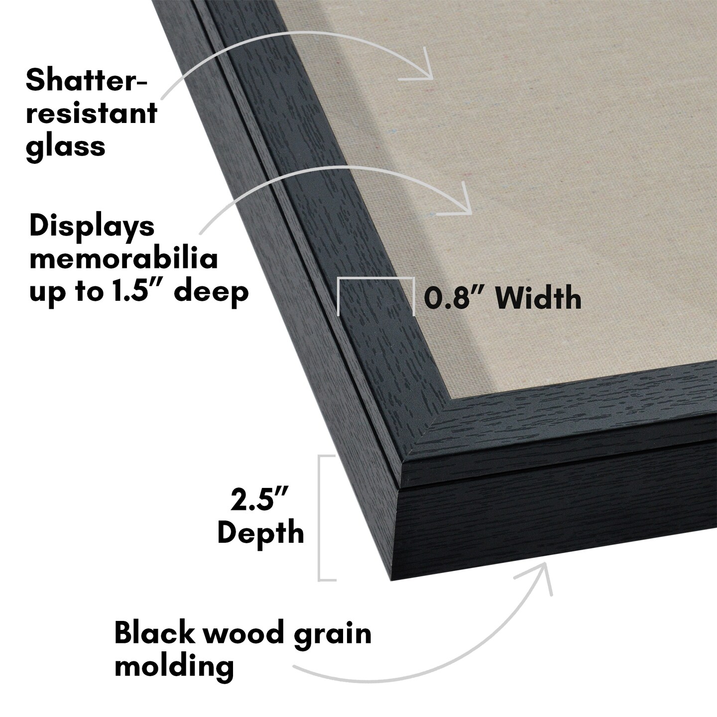 Americanflat Front Loading Shadow Box Frame - 1.5 Interior Depth for Memorabilia - Display Case for Keepsakes - Magnetic Closure - Includes Pins to Secure Items - Hanging Hardware