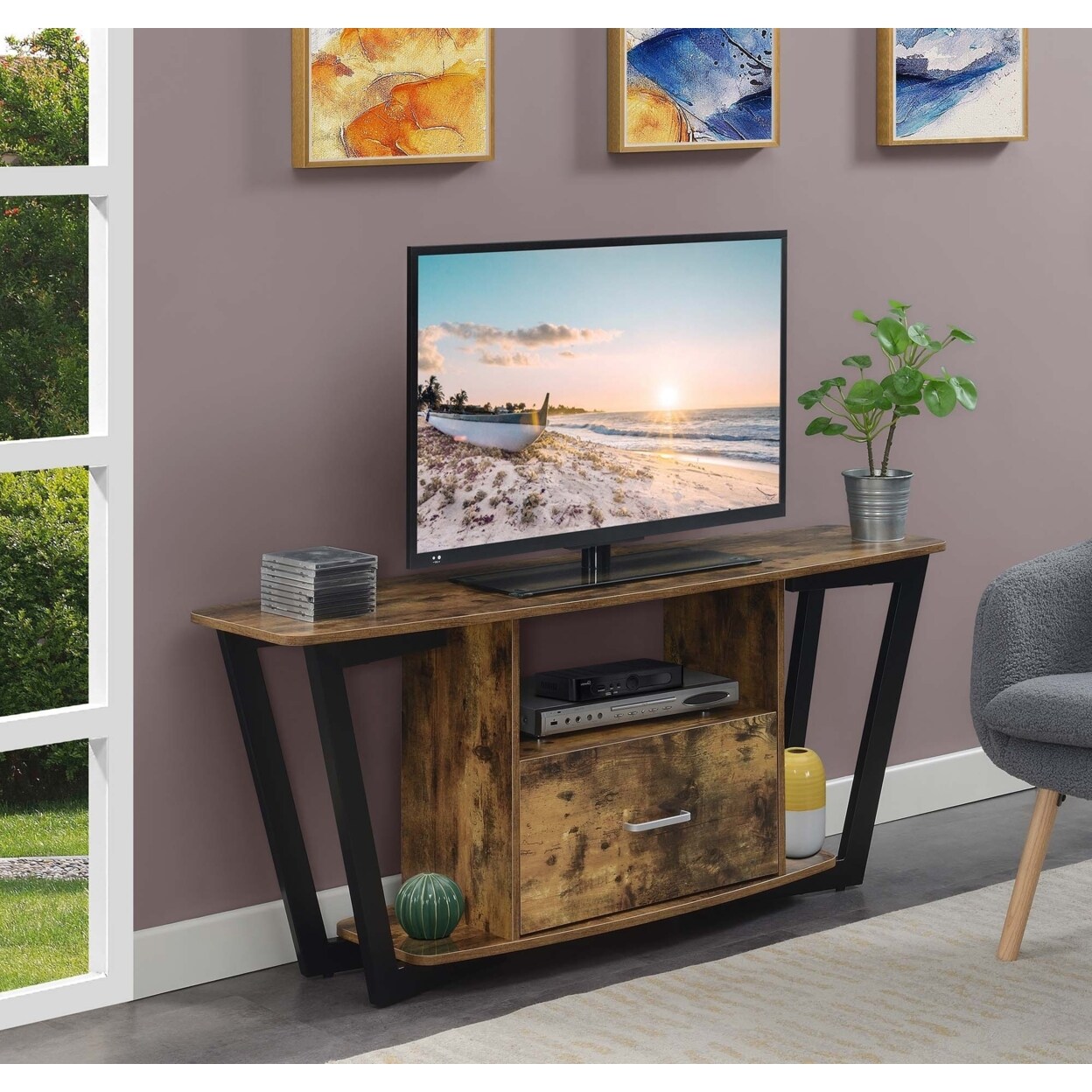 Convenience Concepts Graystone 60 inch 1 Drawer TV Stand with Shelves