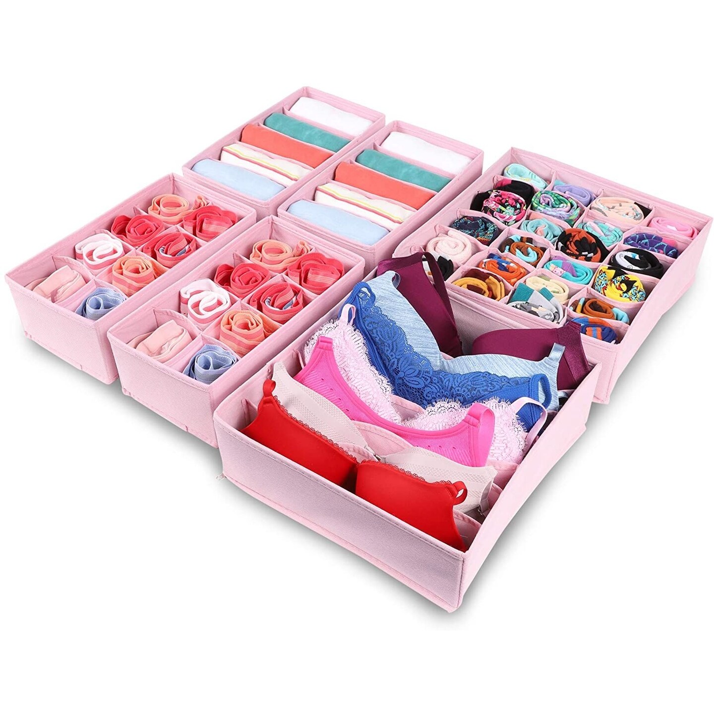 Foldable Drawer Organizer Dividers (11.5 x 6.5 In, Pink, 6-Pack)