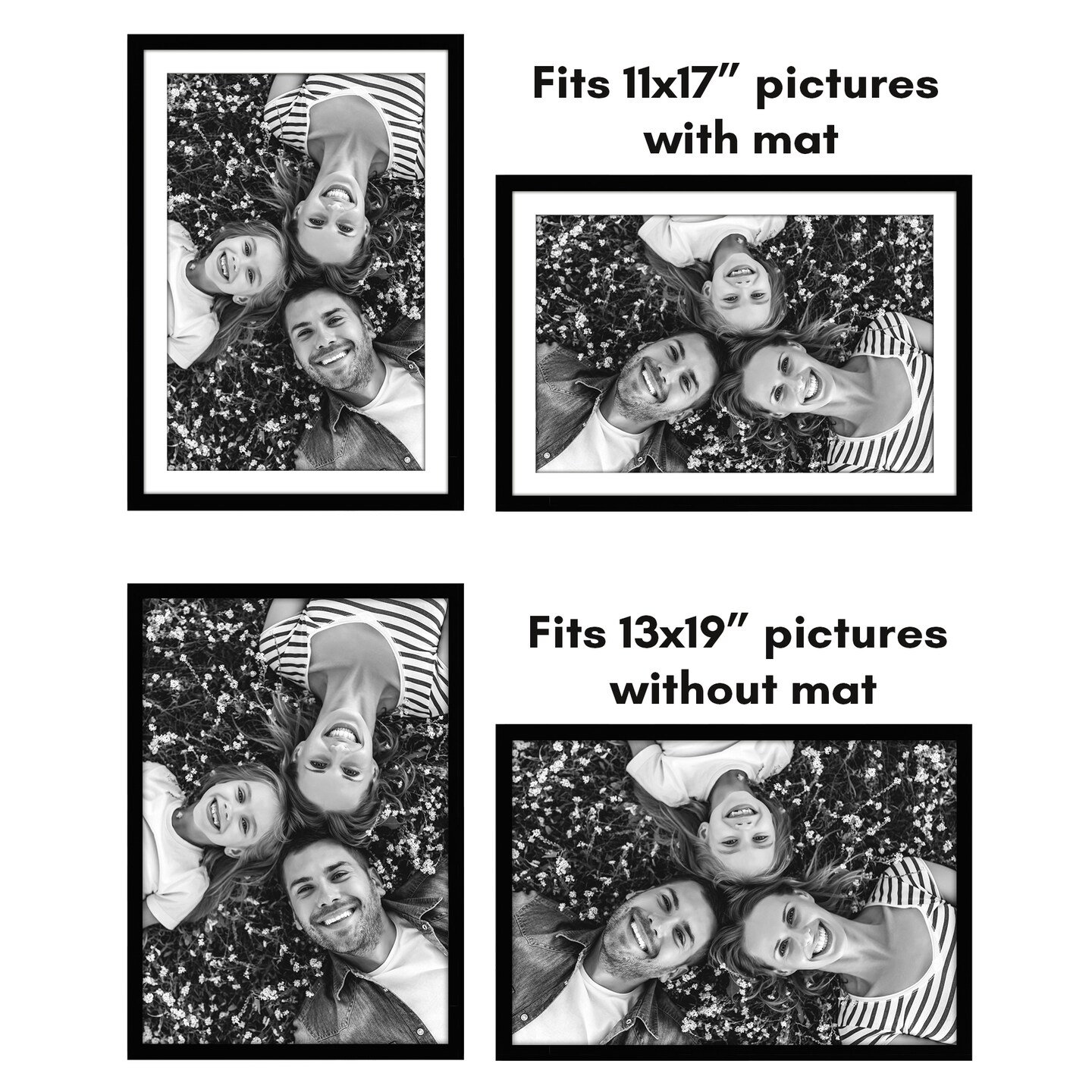 Americanflat Picture Frame Set with Mat - Set of 5 - Photo Frame Set of Five for Wall Display - Plexiglass Cover - Hanging Hardware
