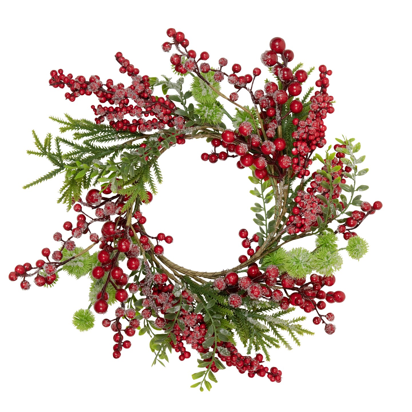 Northlight Frosted Berry and Pine Artificial Christmas Wreath - 16" - Unlit