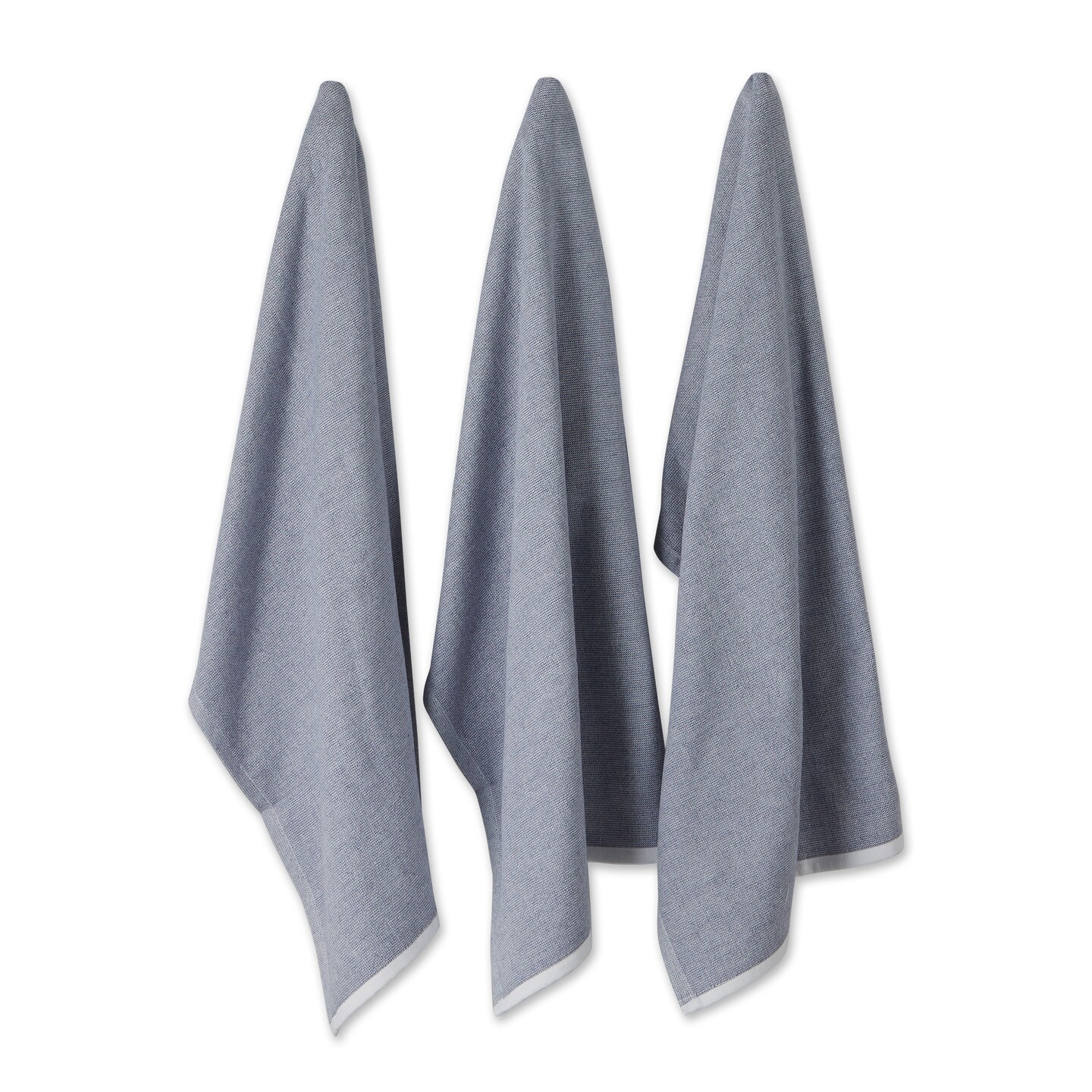 Contemporary Home Living Set of 3 French Blue French Terry Chambray Solid Dish Towel, 28&#x22;