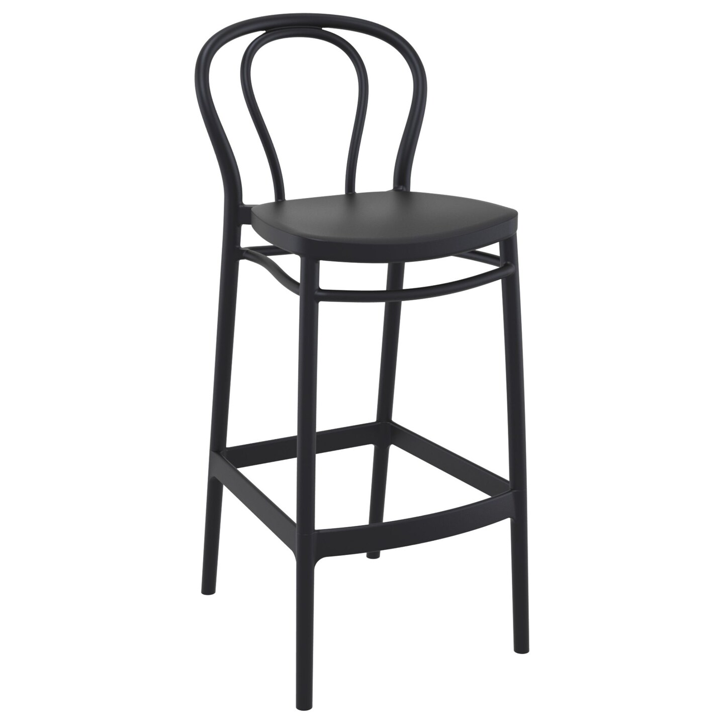 Luxury Commercial Living 41.75" Black Solid Outdoor Patio Bar Stool