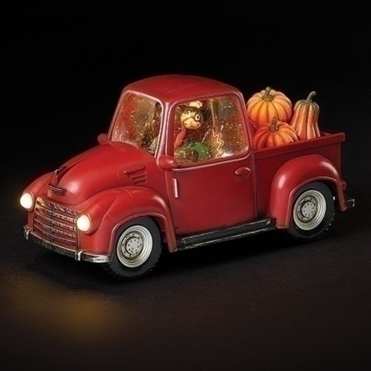 Roman 11.25" LED Lighted Pilgrim Turkey Thanksgiving Snow Globe Truck