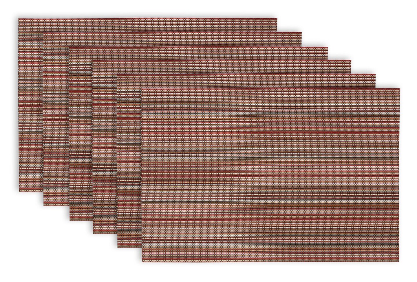 Contemporary Home Living Set of 6 Red and Brown Striped Rectangular