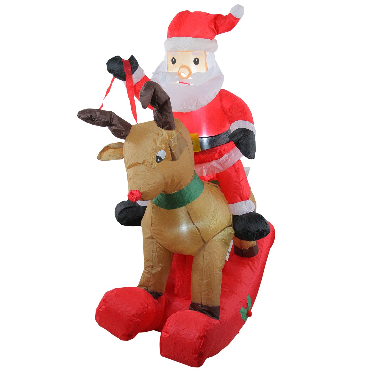 Northlight Lighted Inflatable Rocking Reindeer and Santa Outdoor Christmas Decoration - 4.75'