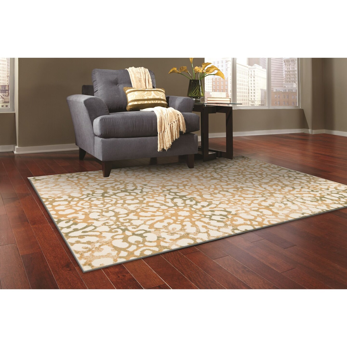 LBaiet 5' x 7' Green and Yellow Boho Geometric Rectangular Area Throw Rug