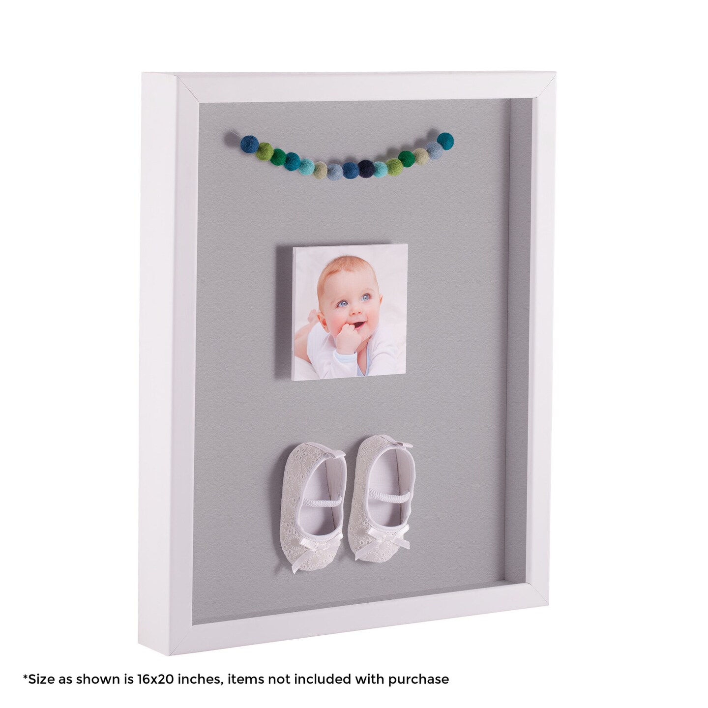 ArtToFrames 22x28 Inch Shadow Box Picture Frame, with a Satin White 1.00" Wide Shadowbox frame and Super White Mat Backing (4655)