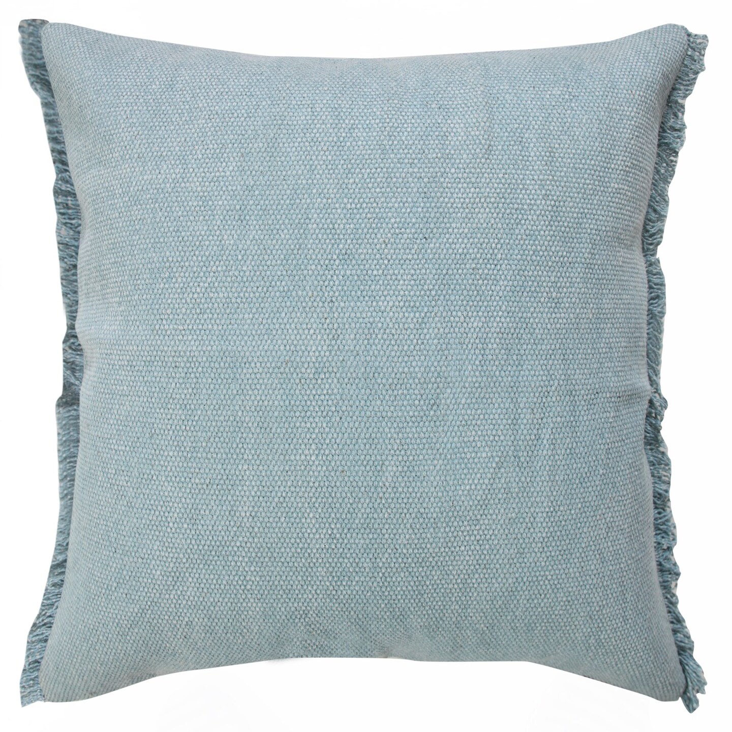 Laddha Home Designs 20" Blue Solid Fringe Square Throw Pillow