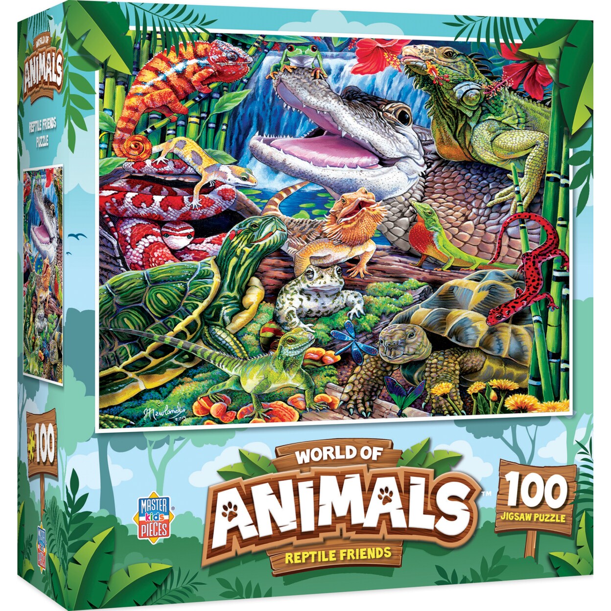Masterpieces   100 Piece Jigsaw Puzzle for Kids - Reptile Friends - 11.5&#x22;x15&#x22;