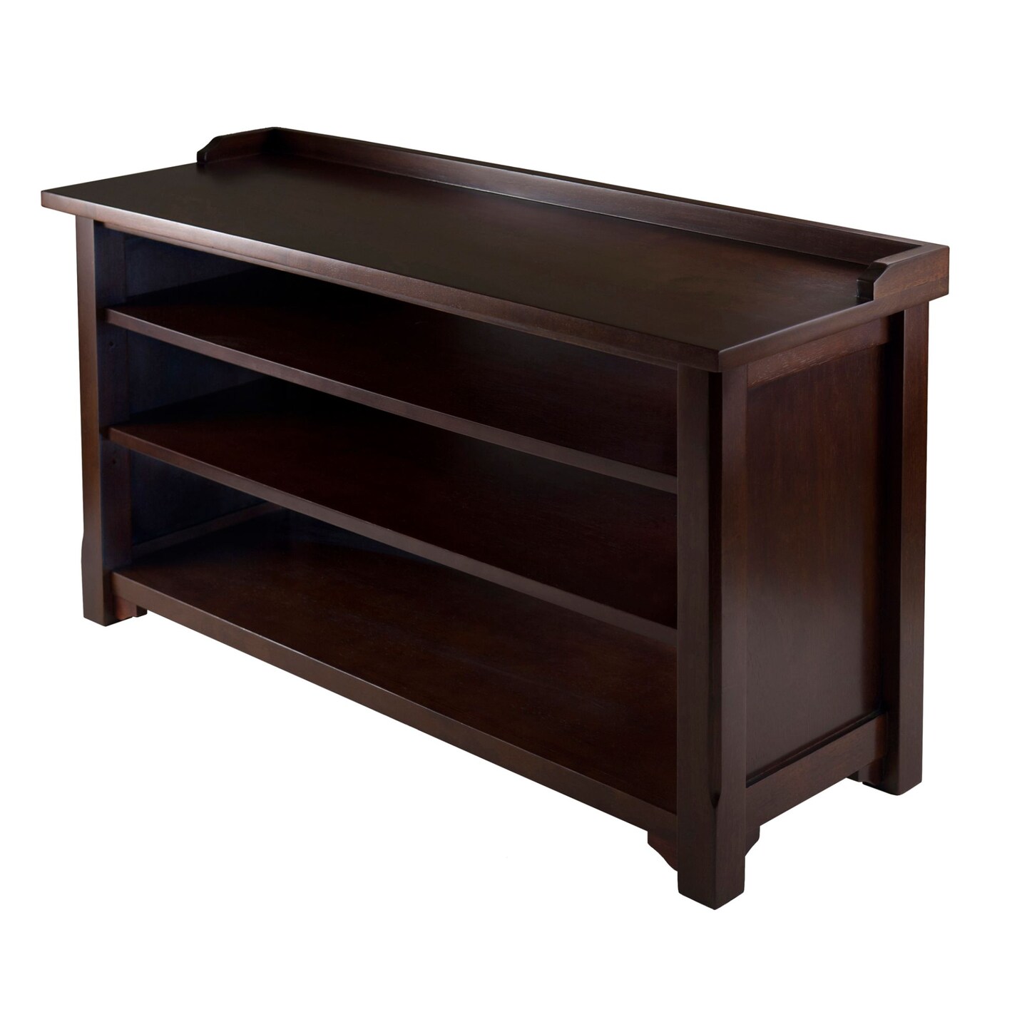 Contemporary Home Living 22&#x201D; Antique Brown Walnut Storage Hall Benches with Shelves