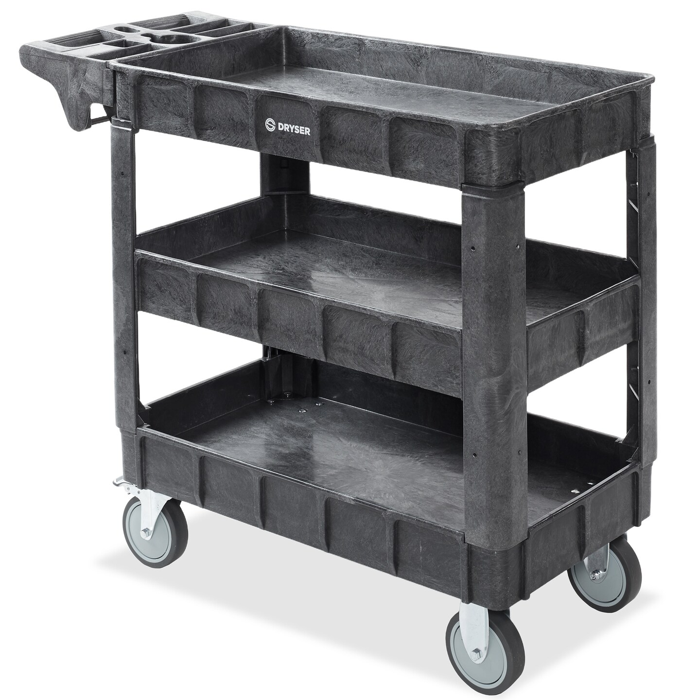 Dryser Utility Cart with Wheels, 40&#x22; x 17&#x22; Heavy Duty 550 lb. Capacity with Shelves - 3 Tier Rolling Cart with Two 5&#x22; Swivel Casters for Warehouse, Garage, Cleaning