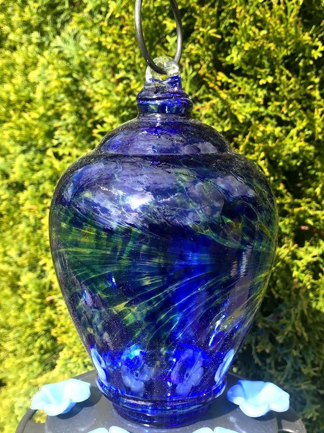Hummingbird Feeder Blue Swirl