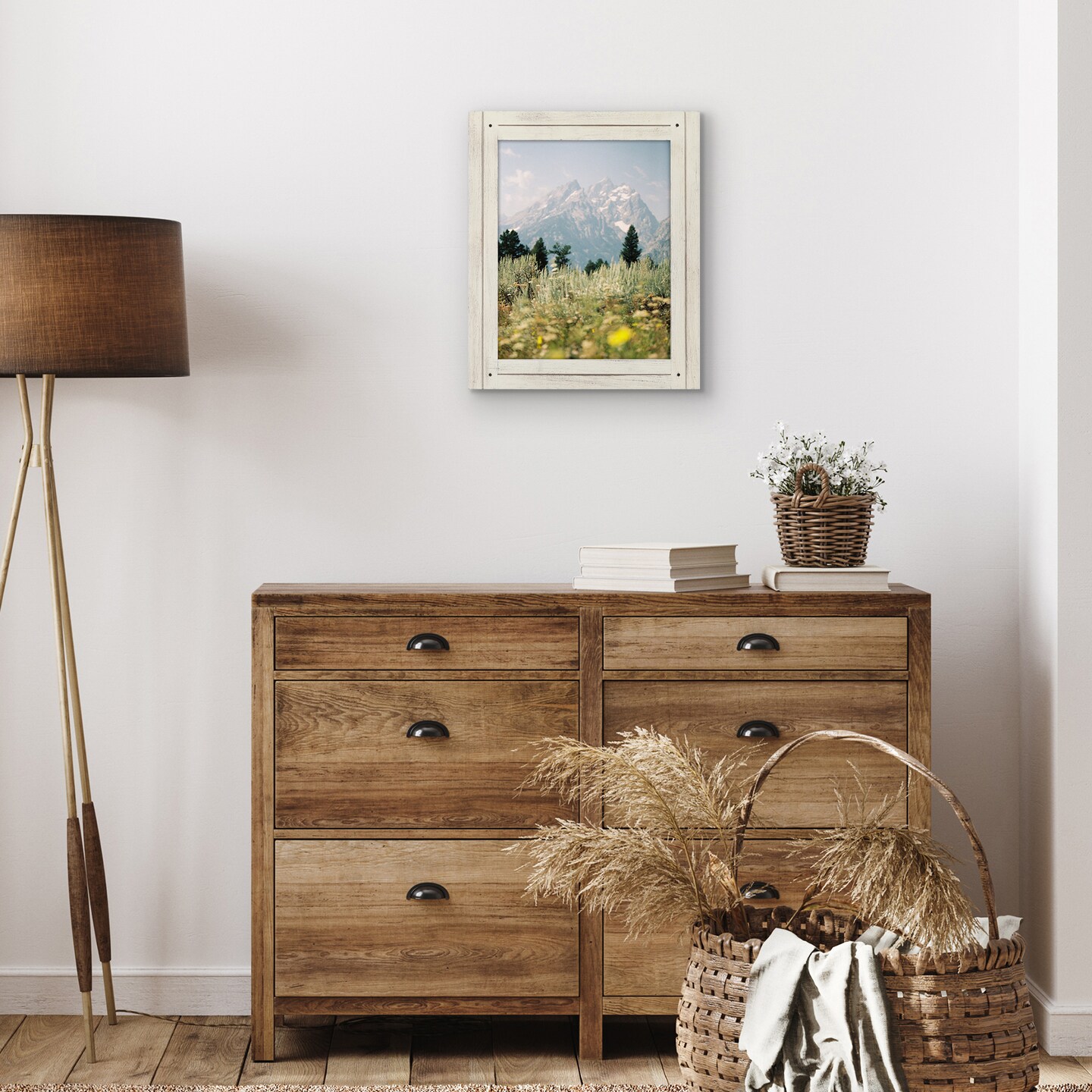 Americanflat Rustic Picture Frame - Modern Photo Frame for Unique Farmhouse Look - Polished Glass Cover - Hanging Hardware with Horizontal and Vertical Display - Includes Easel