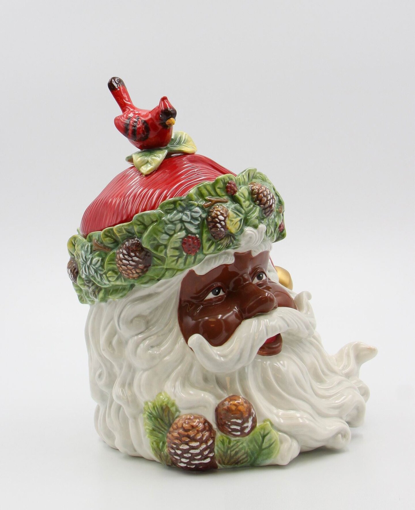 Ceramic African American Christmas Santa Cookie Jar, Home D&#xE9;cor, Gift for Her, Gift for Mom, Kitchen D&#xE9;cor, Christmas D&#xE9;cor
