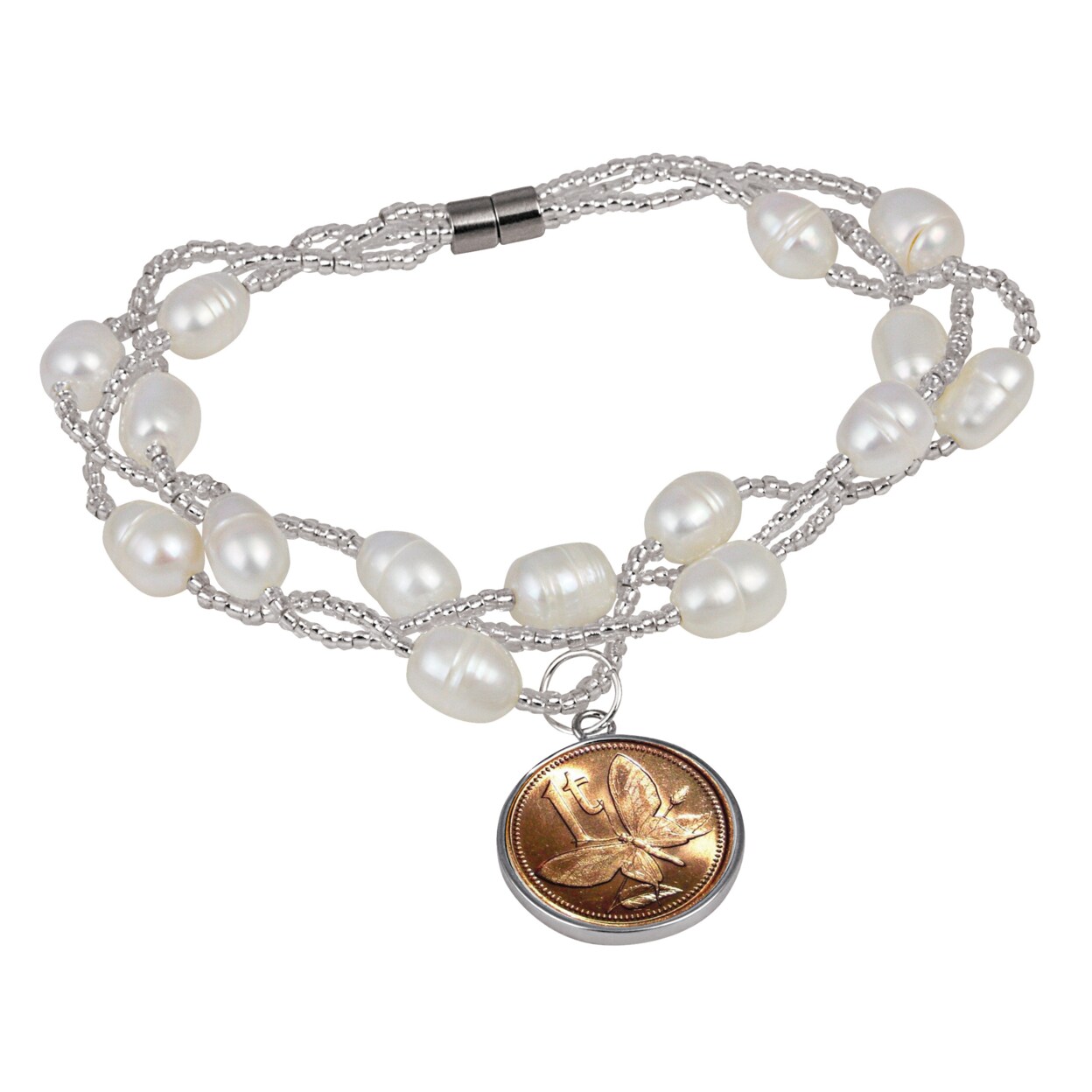 Silver Magnetic Clasp Freshwater Pearl Bracelet  Jordans Jewellers