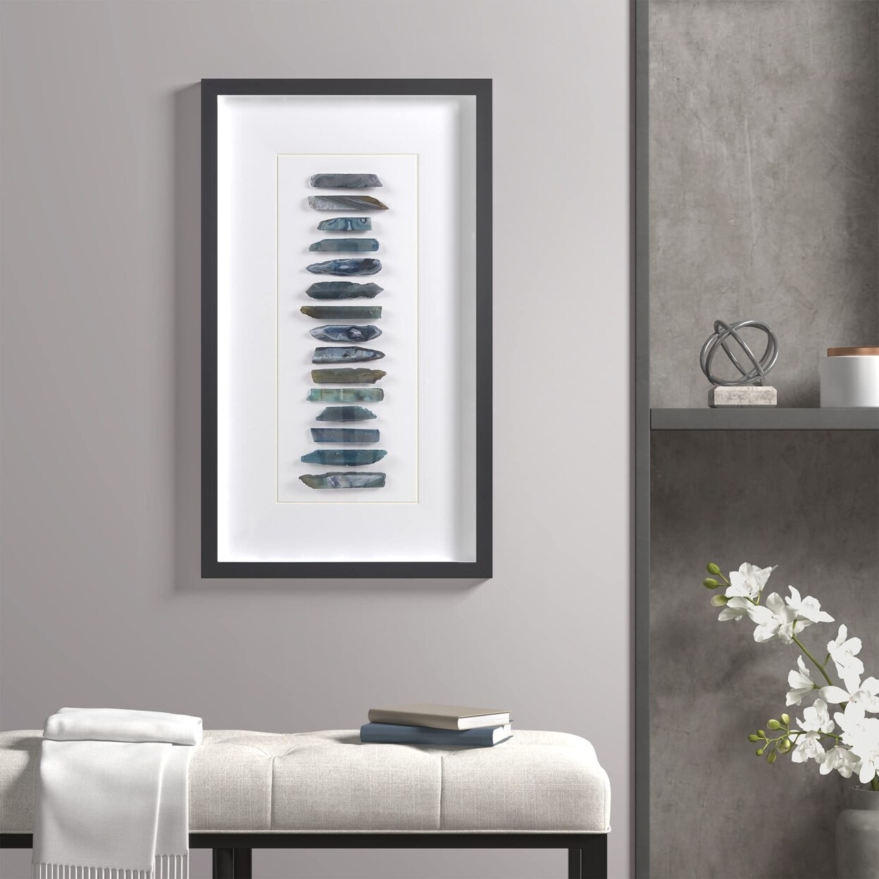 MARTHA STEWART   Cerulean Stones Wall D&#xE9;cor Natural Agate, Blue - 13.78&#x22; W x 23.62&#x22; H