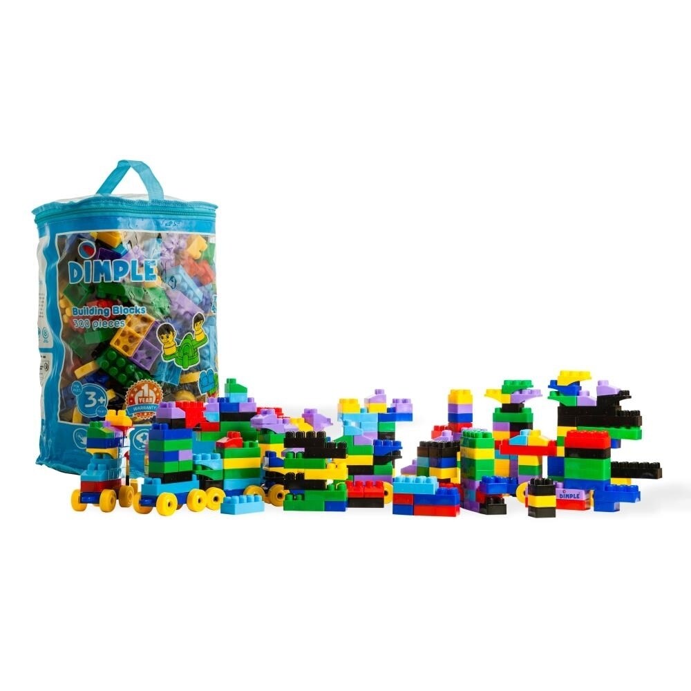 Dimple 300 Piece Soft Plastic Building Block Set With Train Pieces And Carry Bag