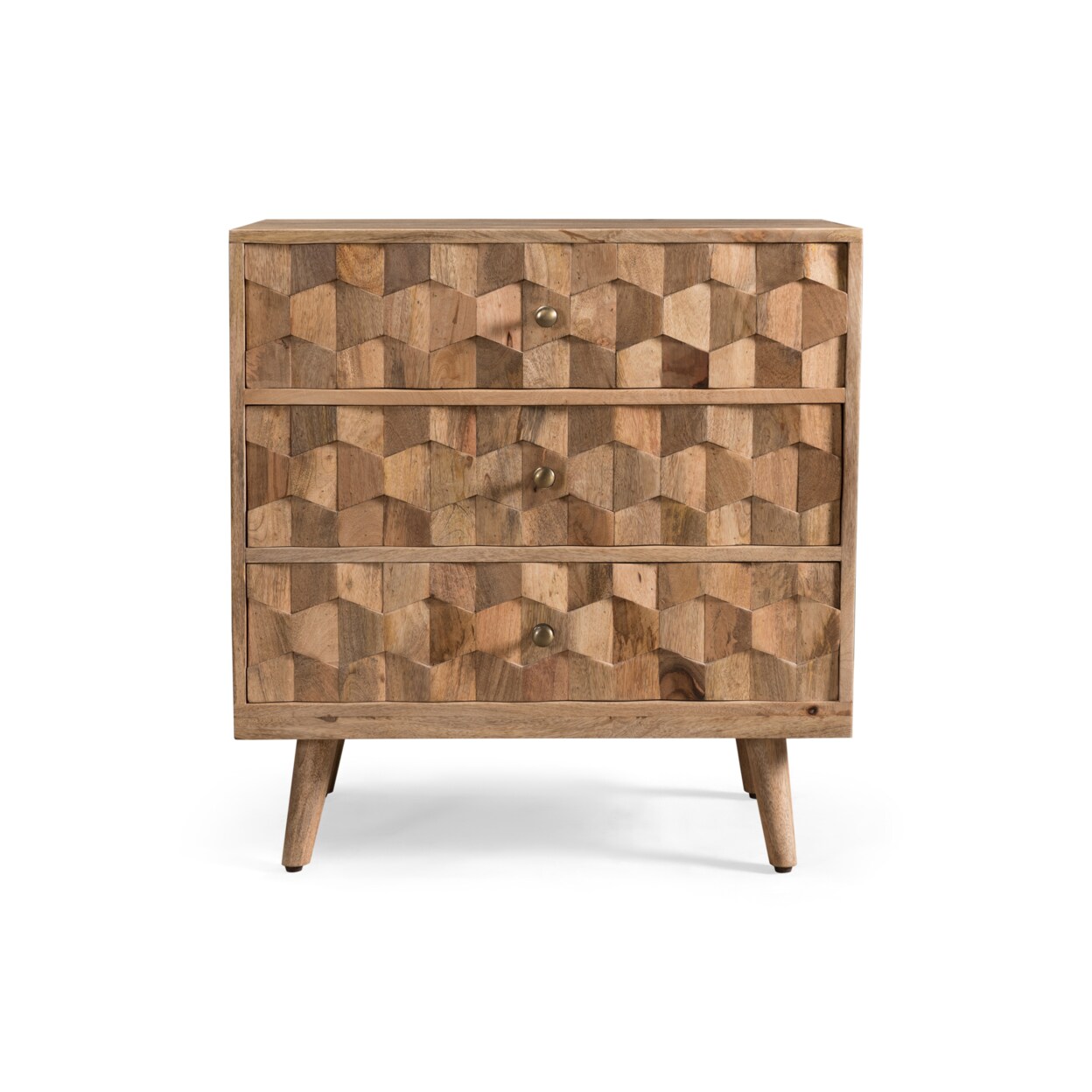 GDFStudio Poppy Mid-Century Modern Mango Wood 3 Drawer Chest