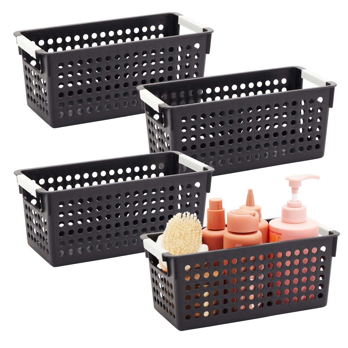 Plastic Storage Basket, Home Organizers Bins with Handles for