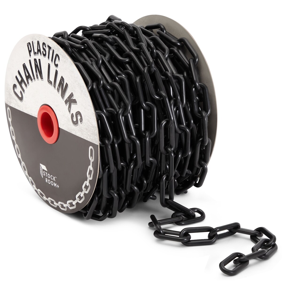 100 Foot Black Plastic Safety Chain Barrier for Crowd Control, Queue Line, Concerts, Parking (2-Inch Links)