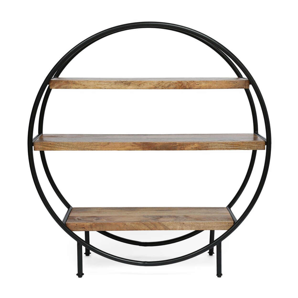 GDF Studio Ayres Handcrafted Industrial Circular Mango Wood Shelf