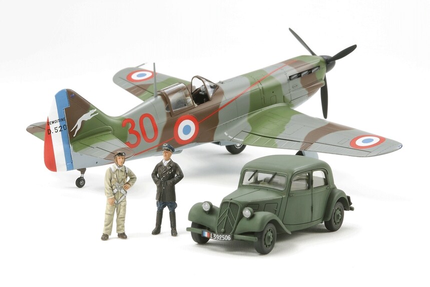 Tamiya  1/48 TAM61109 - 1/48 Tamiya Dewoitine D520 French Aces Aircraft w/Staff Car Plastic Model