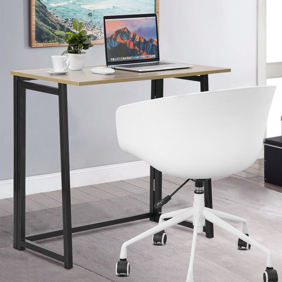 Costway Foldable Computer Desk Home Office Laptop Table Writing Desk Study Table Natural/White/Brown/Black