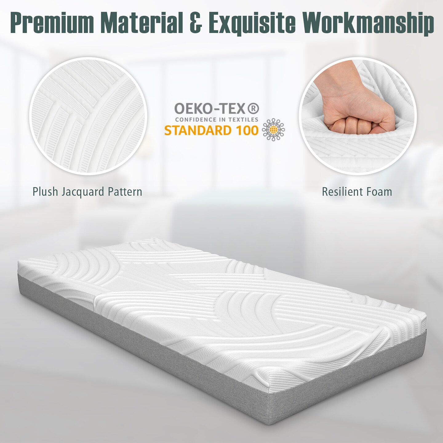 Costway 8 Inch Twin XL Bed Mattress Gel Memory Foam Convoluted Foam for Adjustable Bed