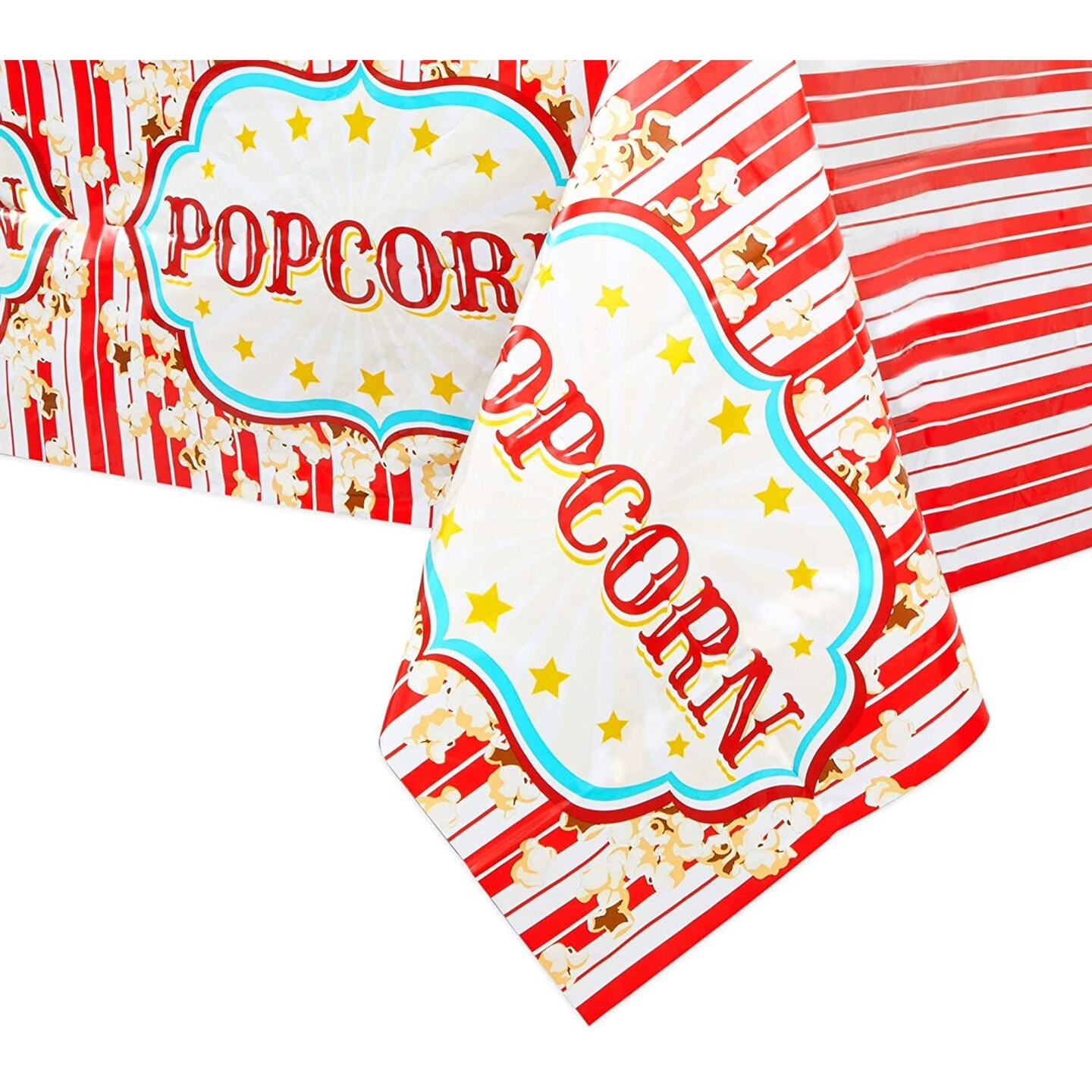 Popcorn Tablecloths for Movie Night, Carnival Party Supplies (54 x 108 In, 3 Pack)