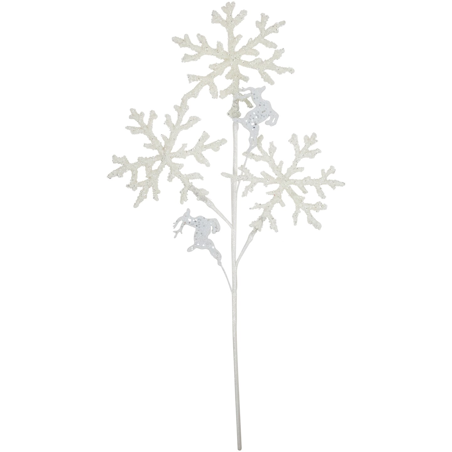 Northlight 28.5&#x22; Glittered White Snowflake and Reindeer Christmas Spray