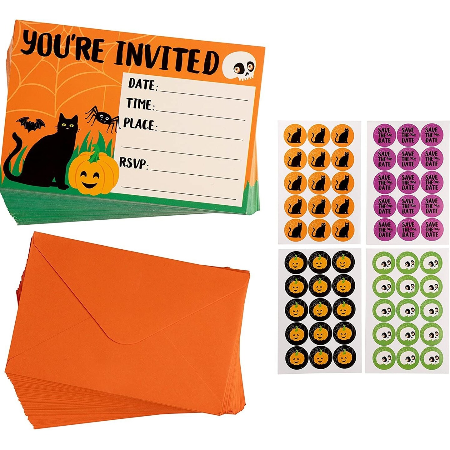 Juvale Halloween Invitation Cards with Envelopes and Seals (4 x 6 in, 60 Pack)