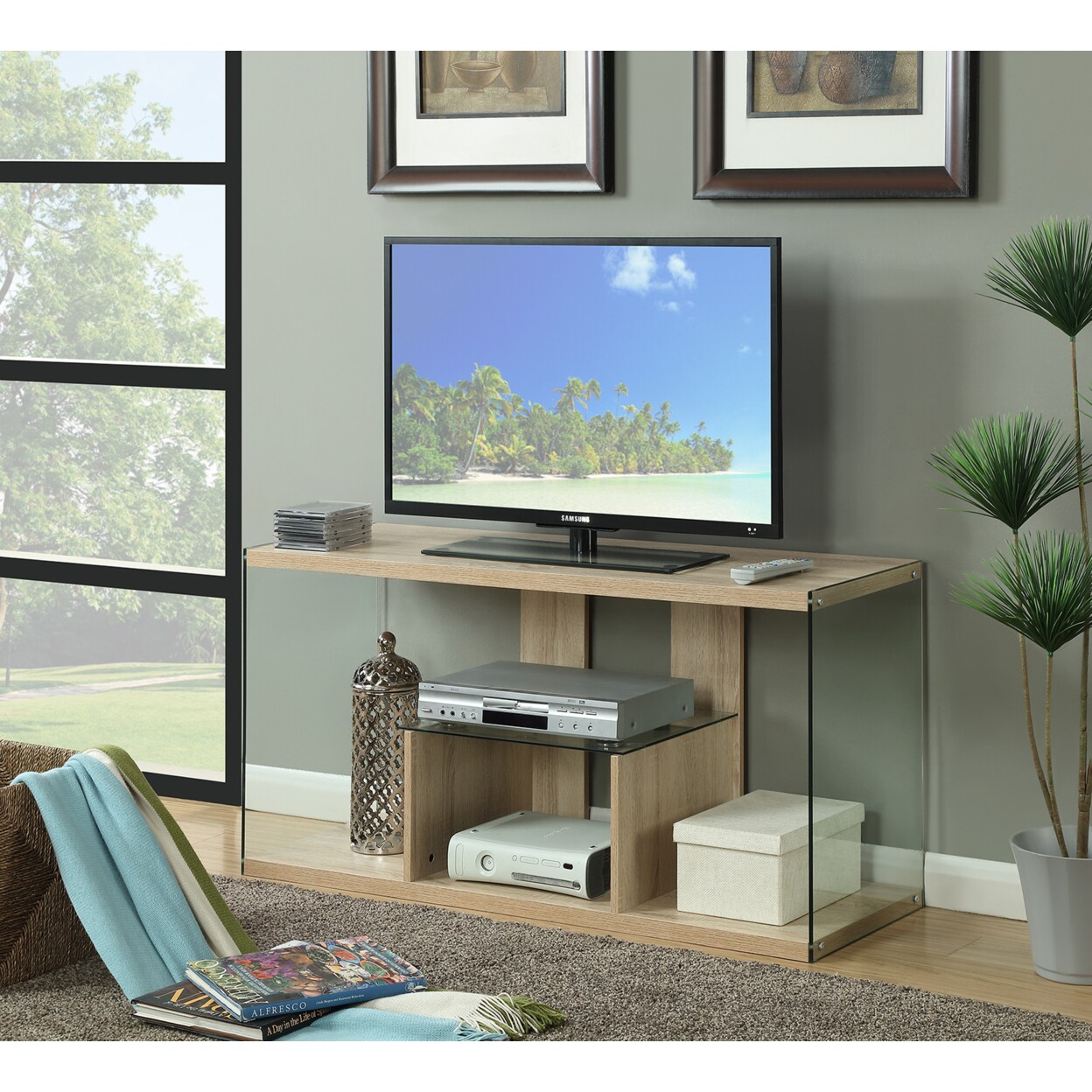 Convenience Concepts SoHo TV Stand, Weathered White