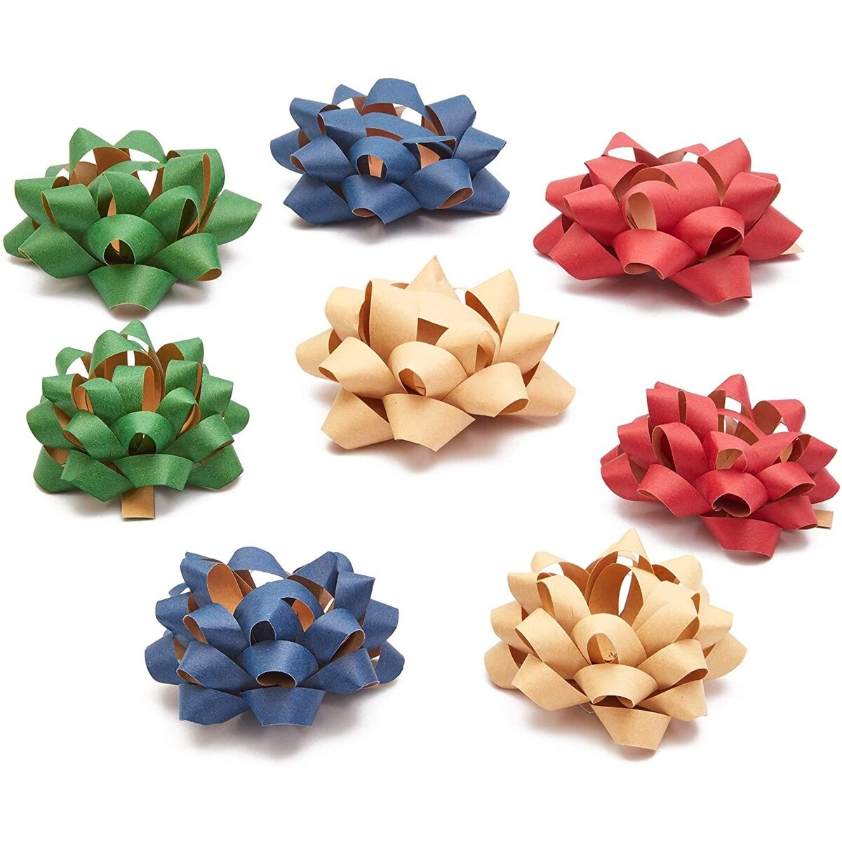 Bright Creations Kraft Bows for Gift Wrapping (Blue, Green, Red, Gold, 120-Pack)