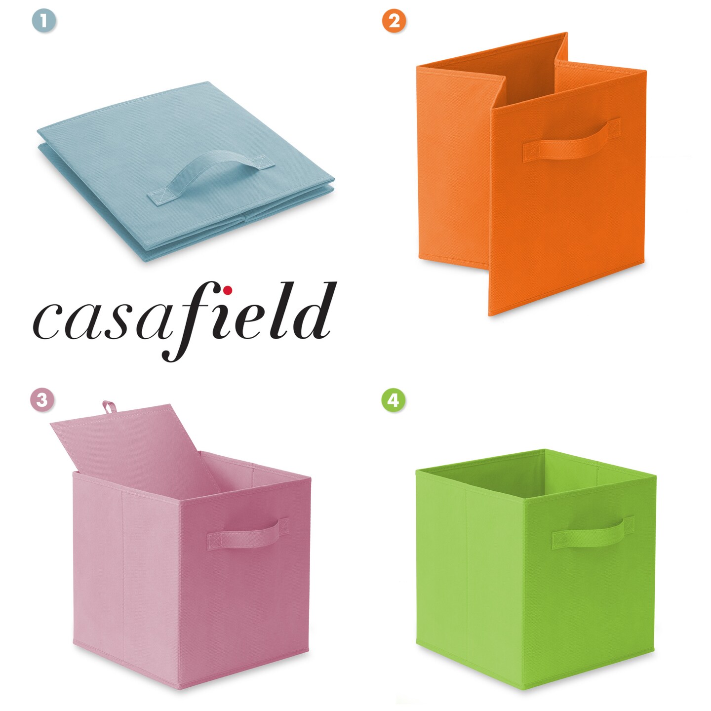 Casafield Set of 12 Collapsible Fabric Cube Storage Bins - Foldable Cloth Baskets for Shelves, Cubby Organizers & More