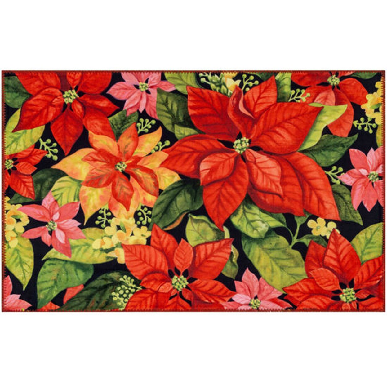Olivia&#x27;s Home Home Decorative Indoor Outdoor Accent Rug Poinsettia Garden - 22&#x22; X 32&#x22;