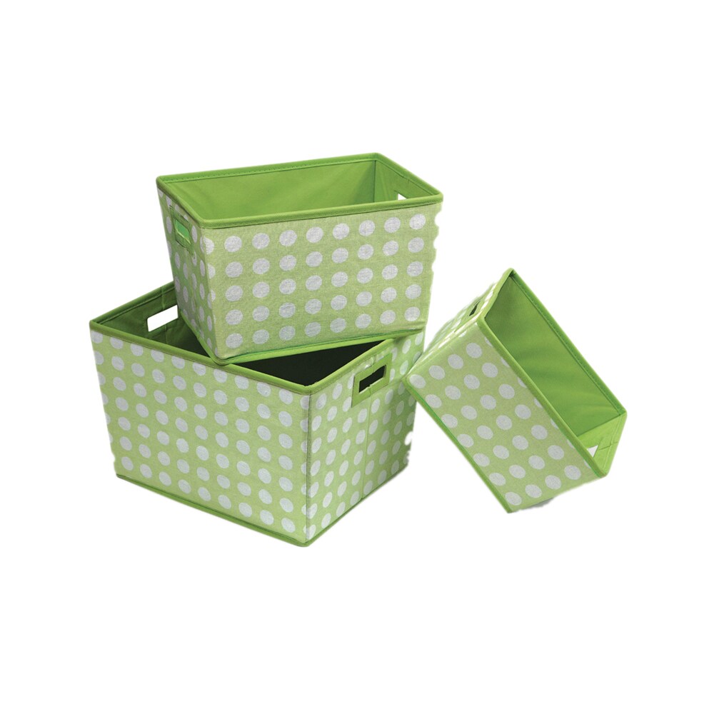 Badger Basket Co. Nesting Trapezoid 3 Basket Set - Sage Polka Dots