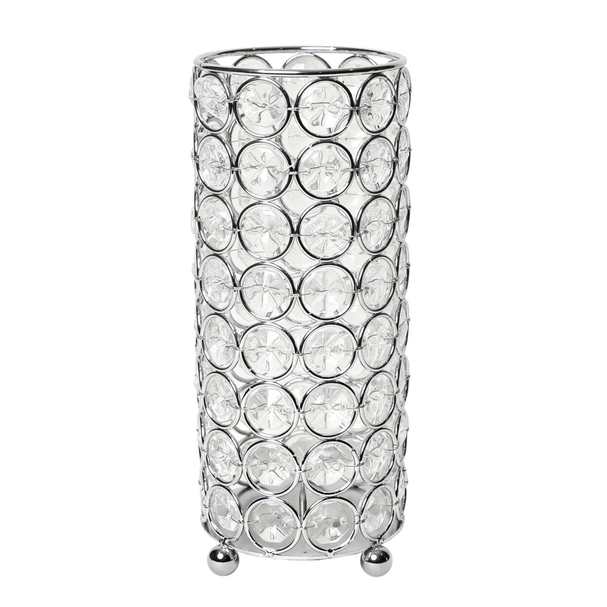 Elegant Designs Elipse Crystal Decorative Flower Vase, Candle Holder, Wedding Centerpiece, 7.75 Inch, Chrome