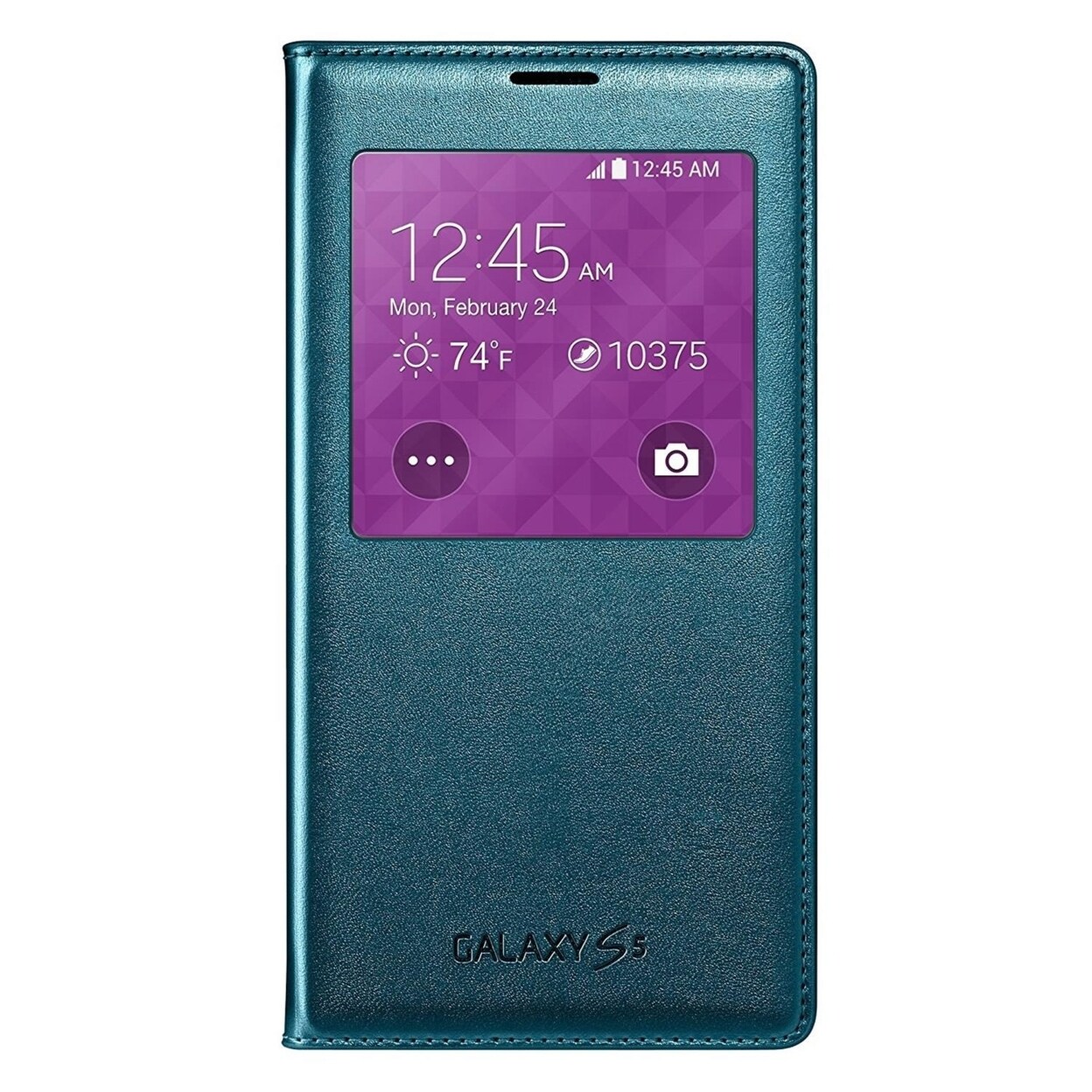 Samsung   S-View Flip Cover For Galaxy S5 Green ID Chip Case Folio Front Window Sleek Stylish EF-CG900BGESTA