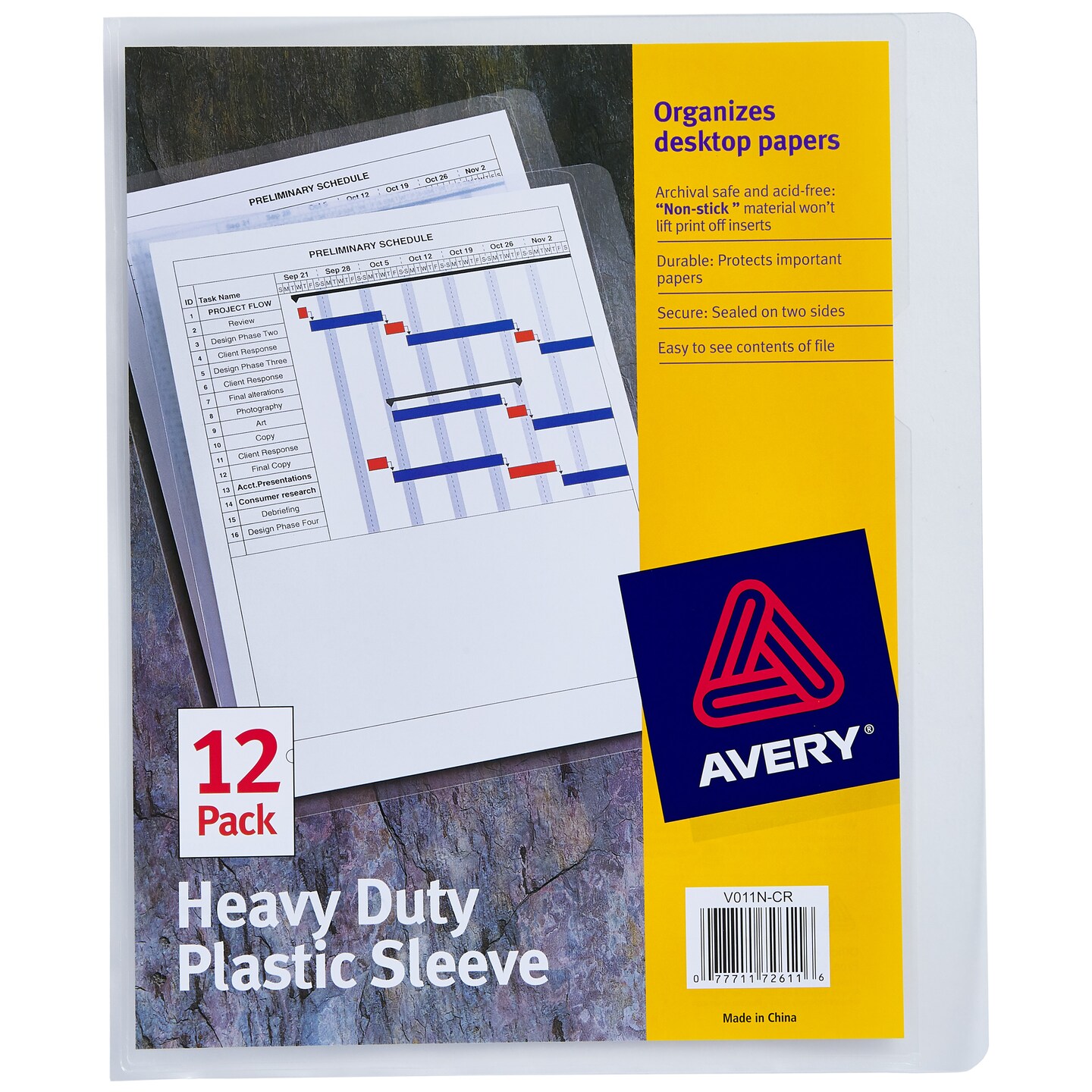 Avery Heavy Duty Plastic Document Sleeves, Holds up to 25 Sheets, 12 Clear Sleeves (72611)