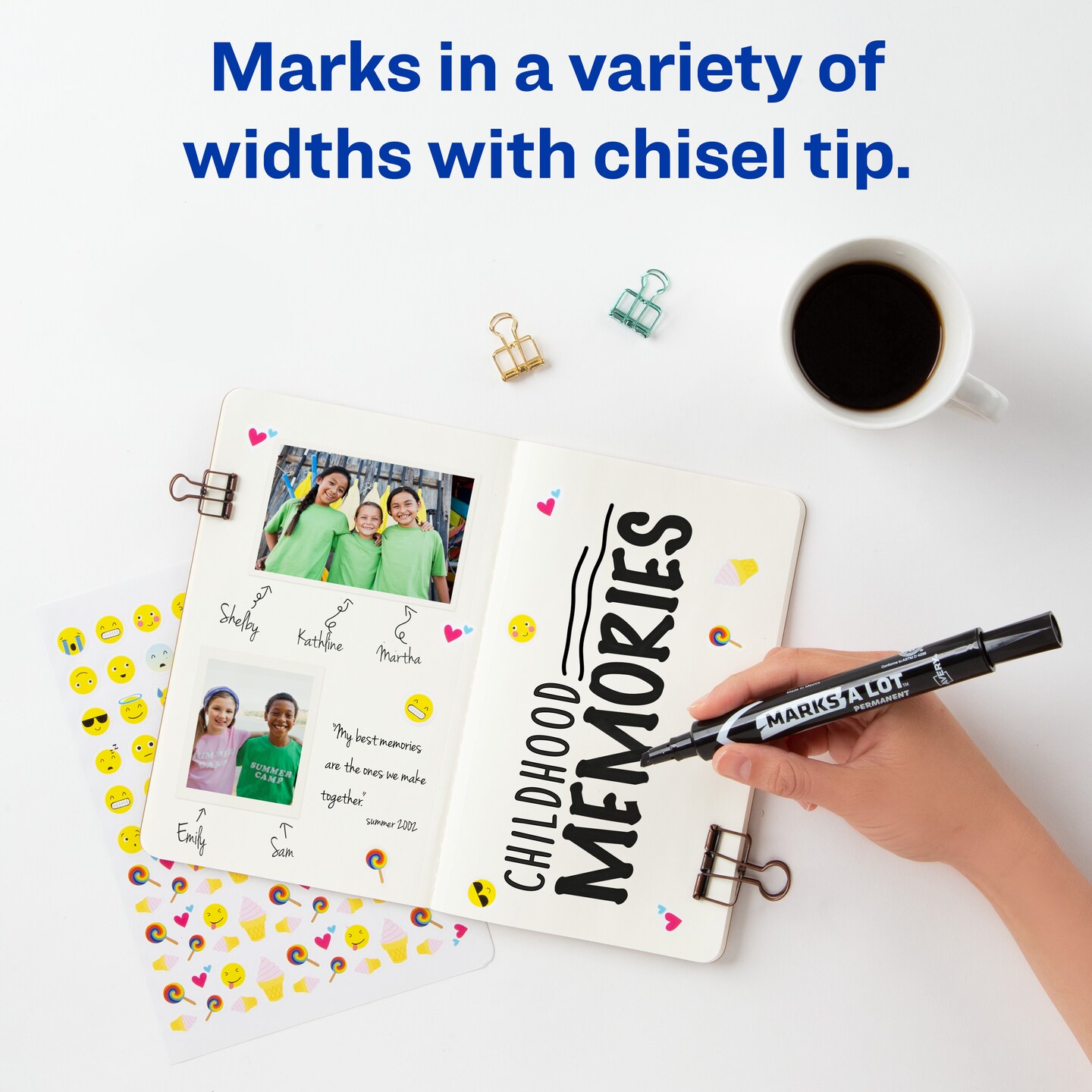 Avery Marks A Lot Permanent Markers, Large Desk-Style Size, Chisel Tip, 12 Black Markers (98028)