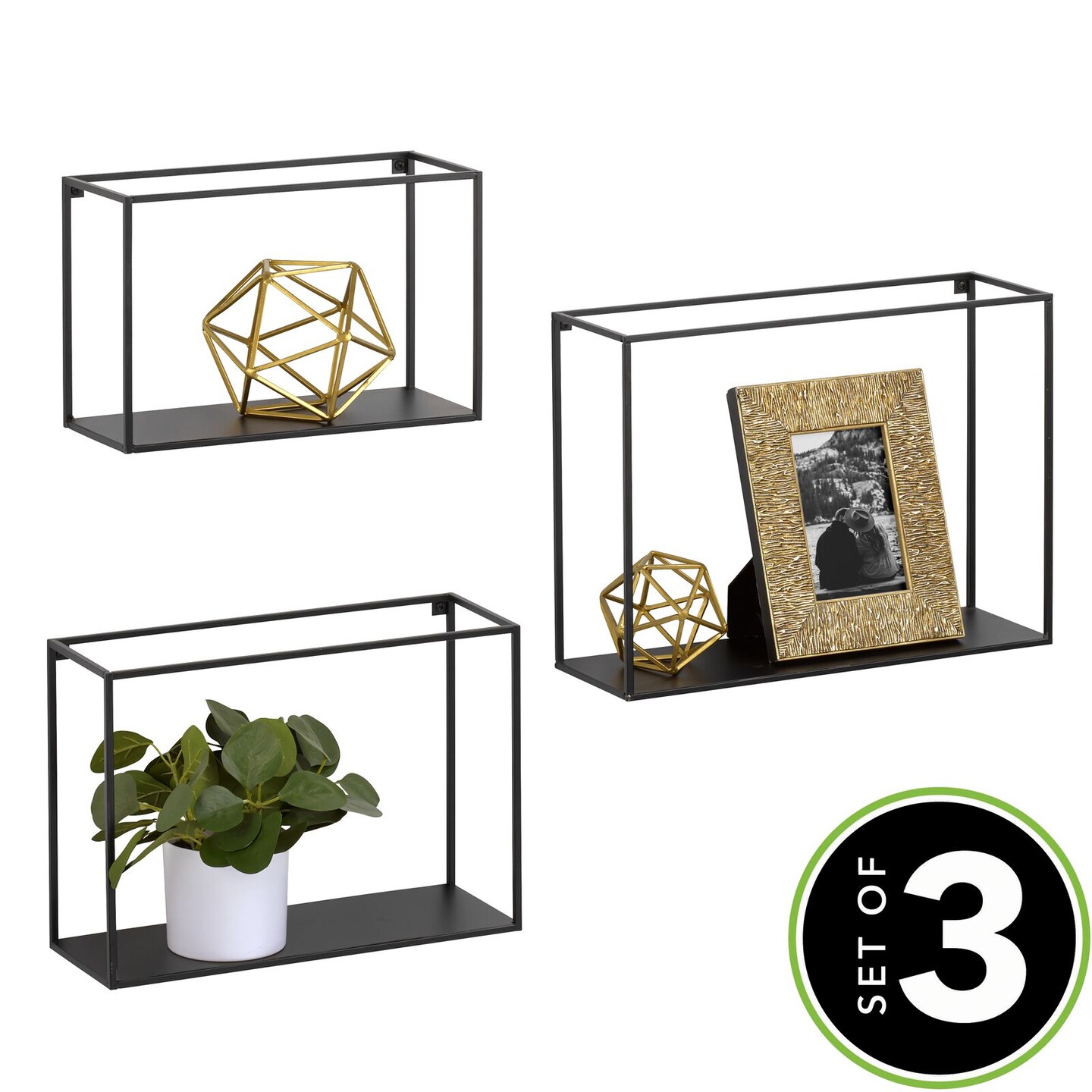 mDesign Metal Floating Wall Mount Vertical Display Frames, Set of 3 ...