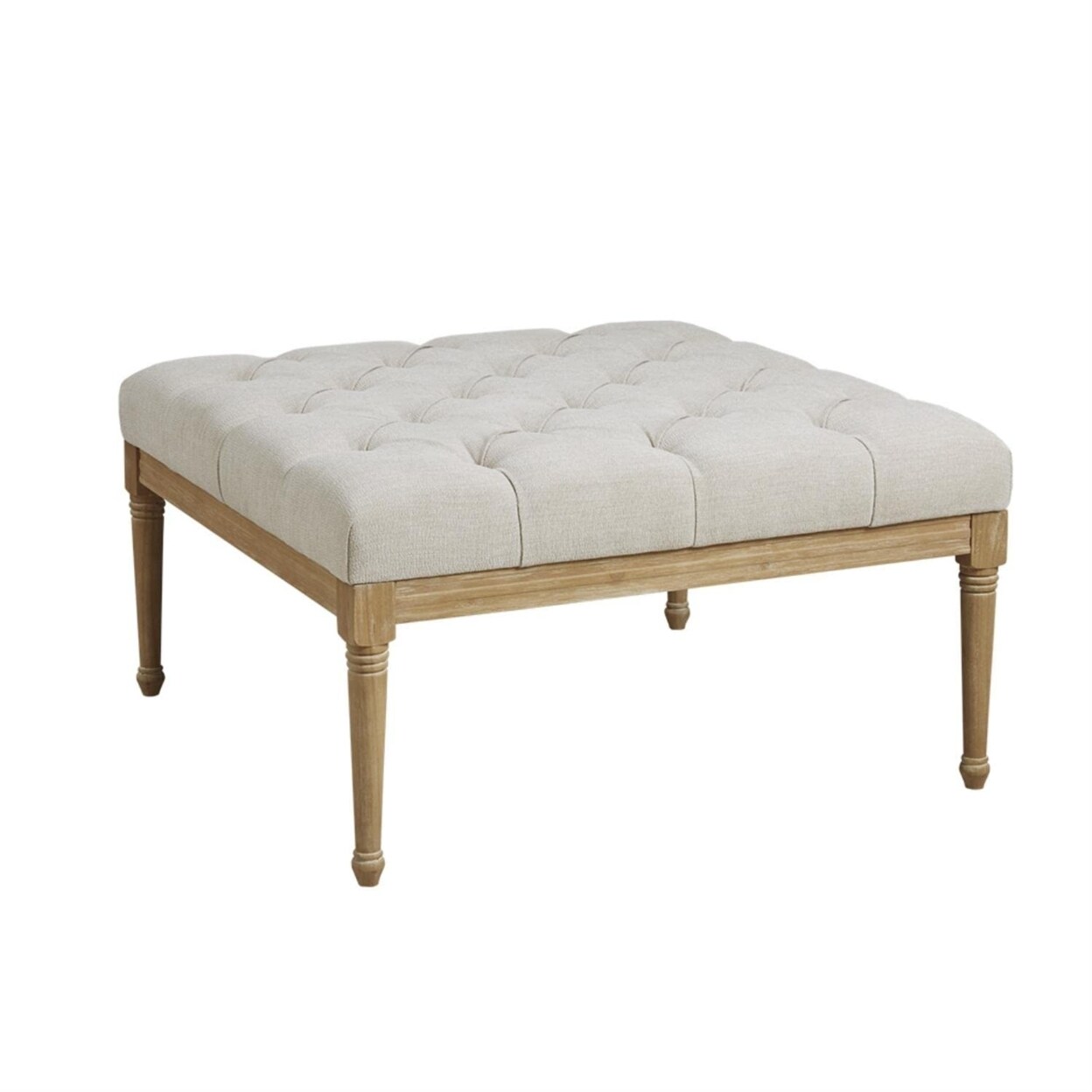 MARTHA STEWART   Button Tufted Accent Ottoman with Light Tan Finish MT101-0172