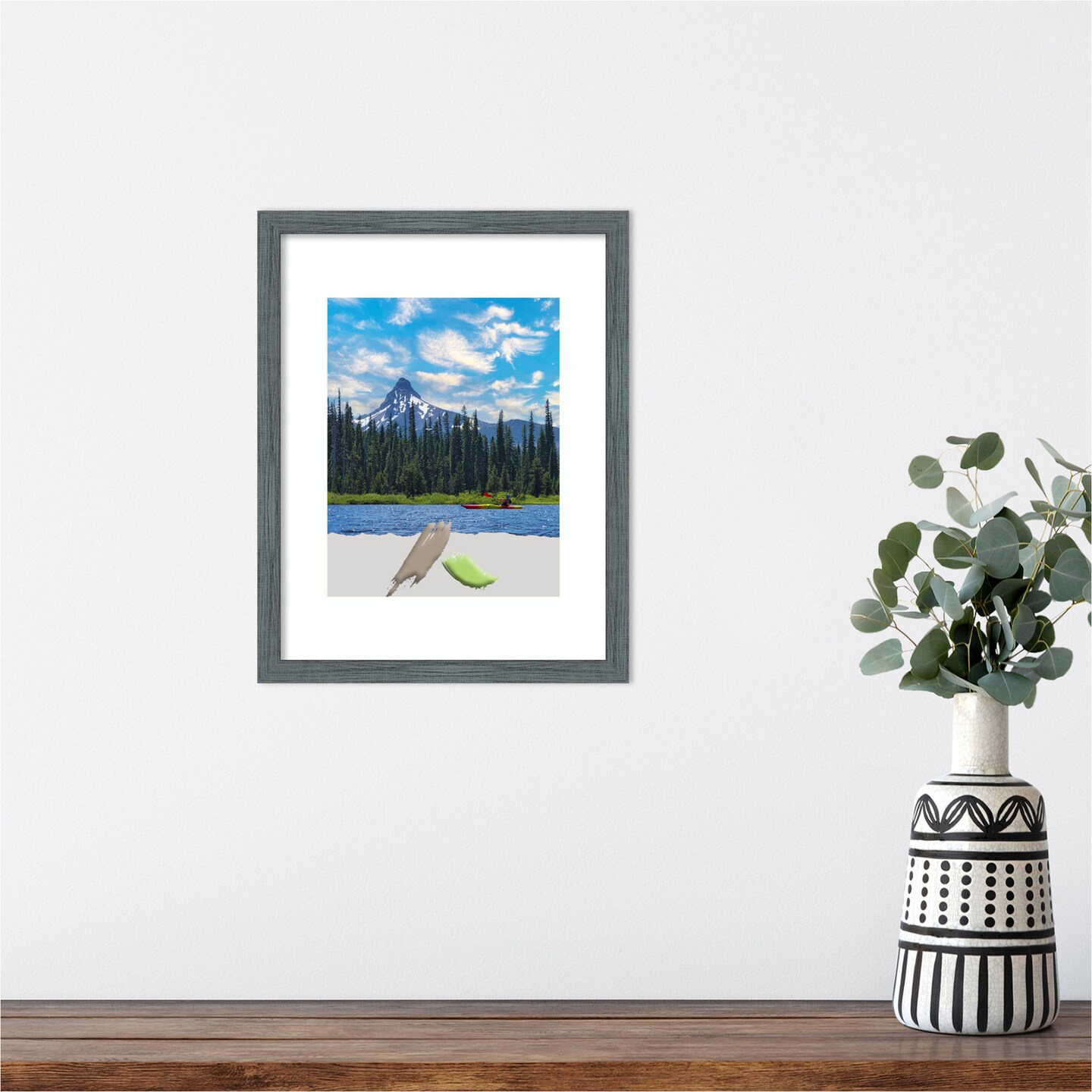 Dixie Blue Grey Rustic Narrow Wood Picture Frame, Photo Frame, Art Frame