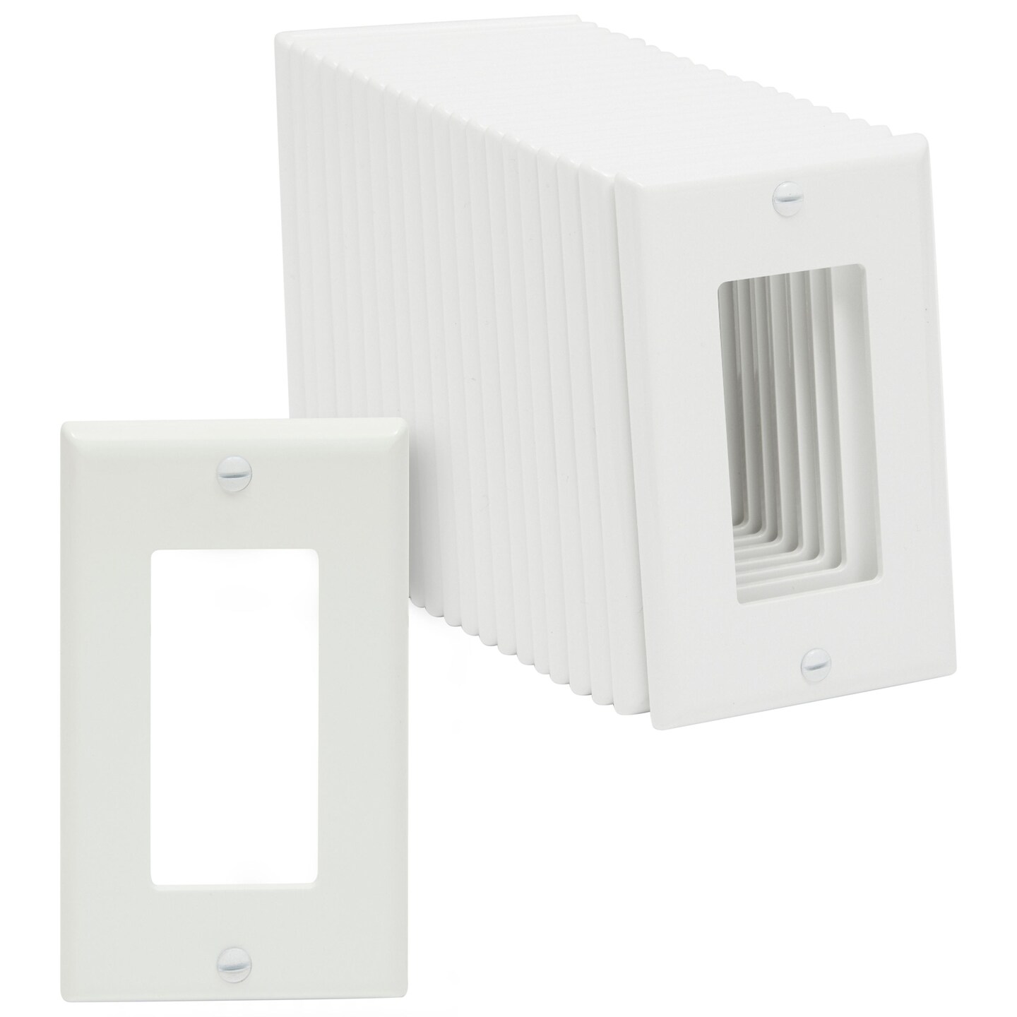 Wall Cover Plate, 1 Gang GFCI, White Plastic, 1 Pack. In Stock