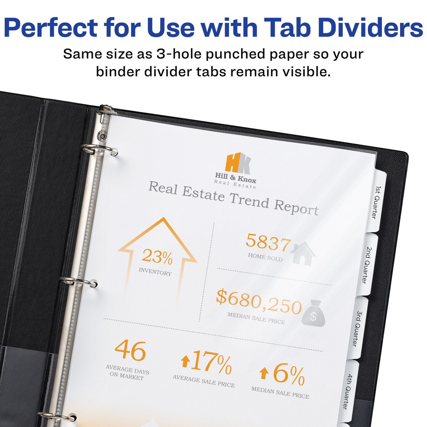 Avery Diamond Clear Page-Size Sheet Protectors, Pre-Punched For Use With Tab Dividers, Top Load, 50 Document Protectors (74203)