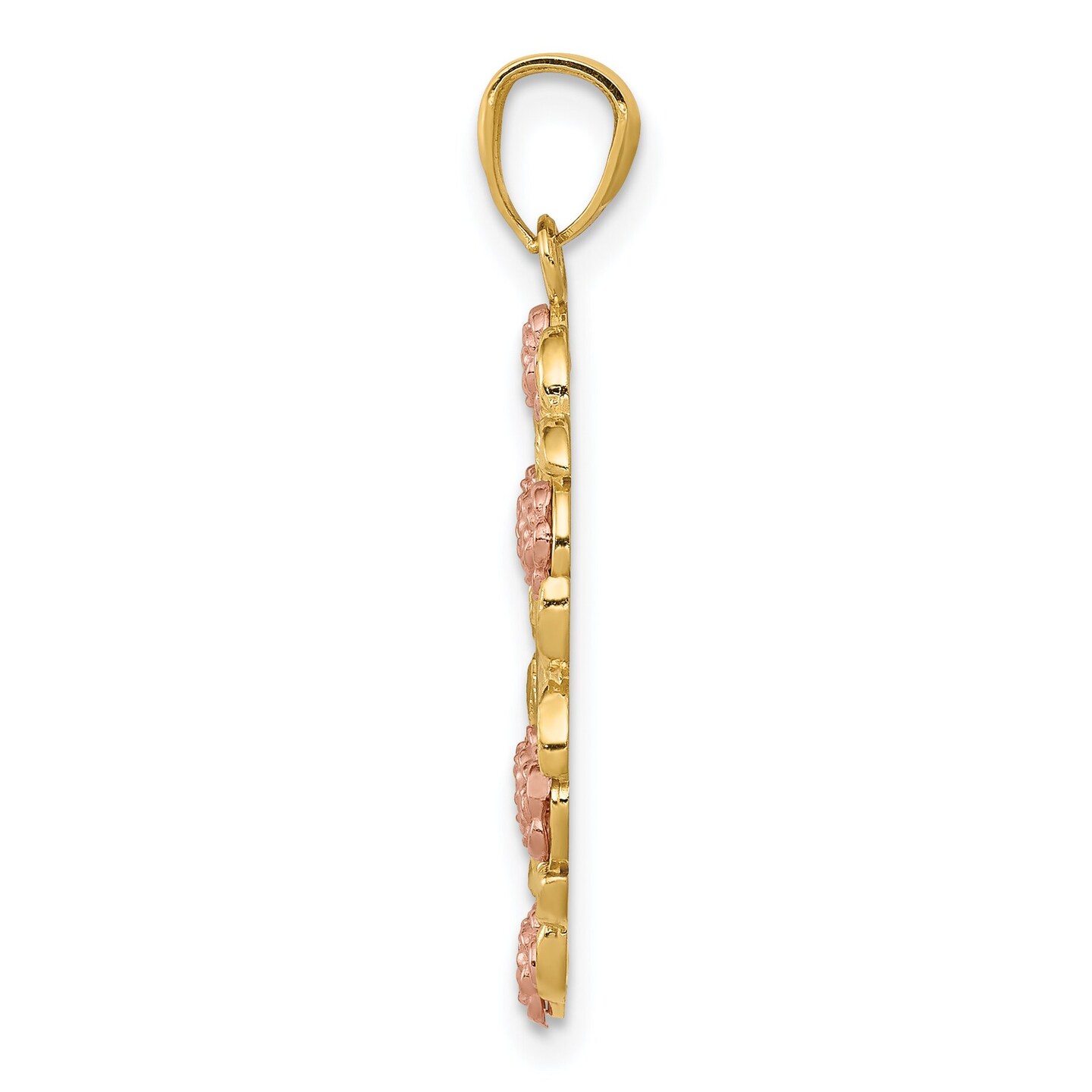14K Tri-Color Gold Guadalupe Pendant Charm Jewelry 23 x 15 mm